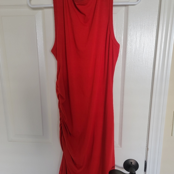 Red scrunch t shirt tank dress - Picture 2 of 4